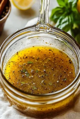 Bottle of homemade Italian dressing with herbs and spices
