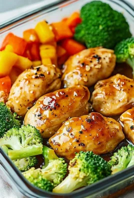 Delicious honey glazed chicken meal prep in meal containers.