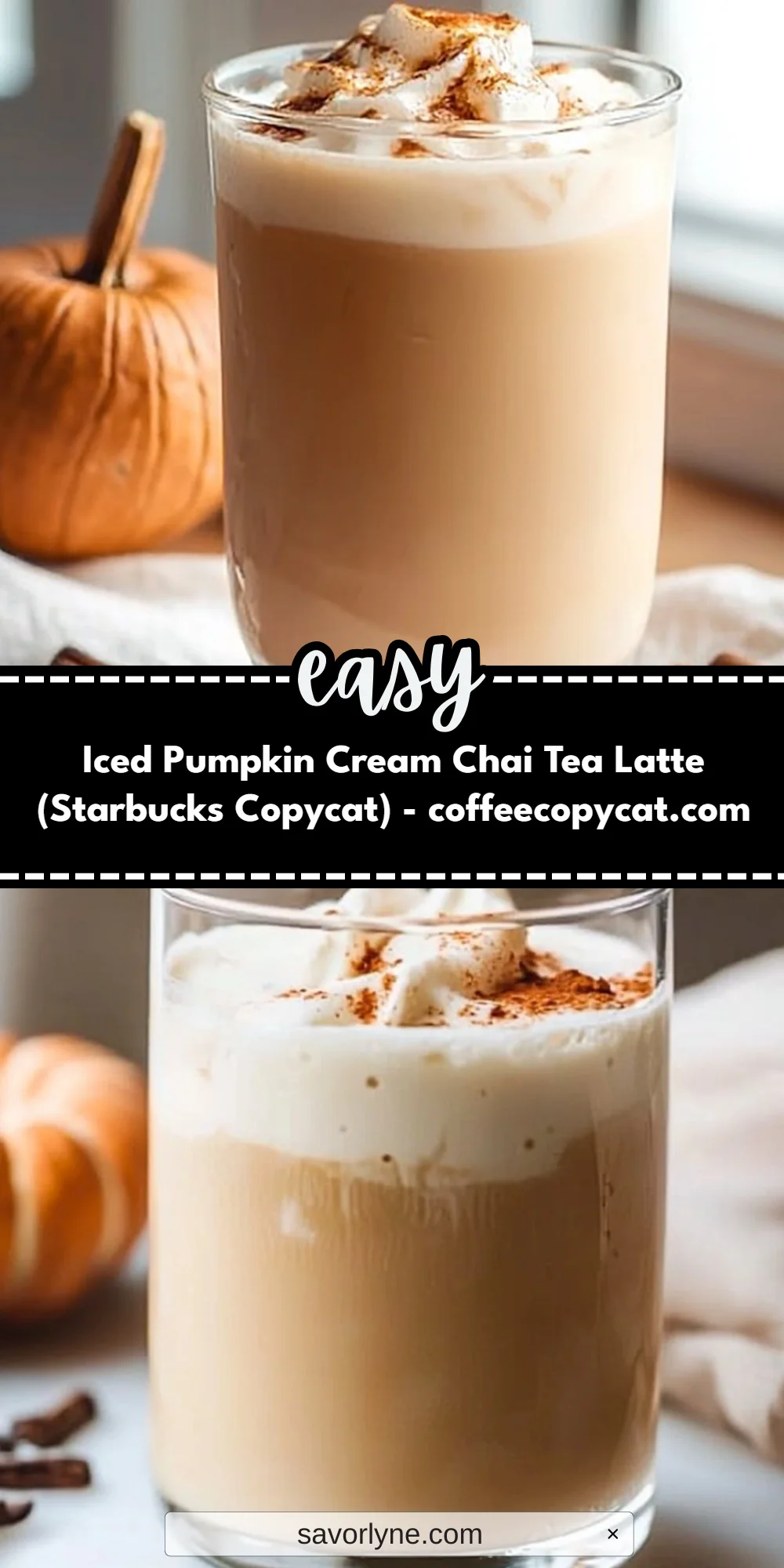Iced Pumpkin Cream Chai Tea Latte (Starbucks Copycat) - coffeecopycat.com