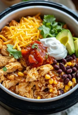 Instant Pot Chicken Burrito Bowls ready to serve with toppings