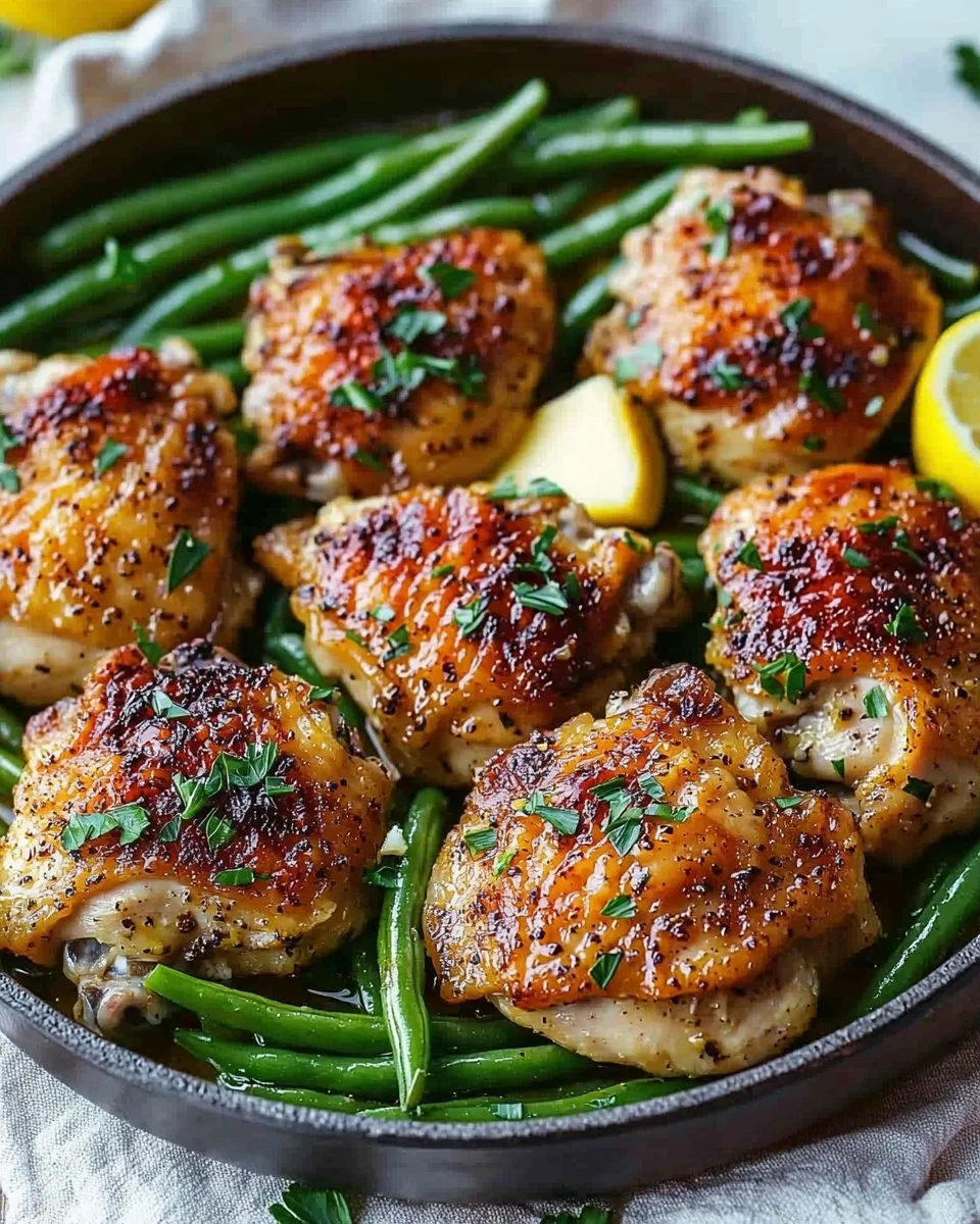 Lemon Garlic Butter Chicken Thighs served with herbs and spices