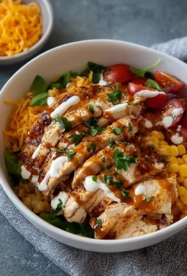 Delicious BBQ Ranch Chicken Bowl with high protein content and fresh ingredients