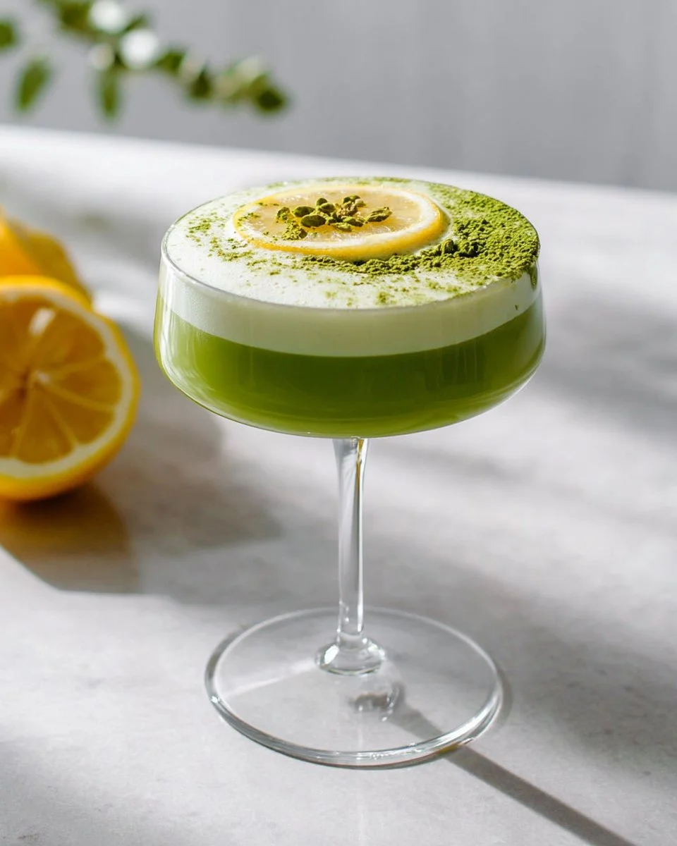 Matcha Gin Sour Cocktail