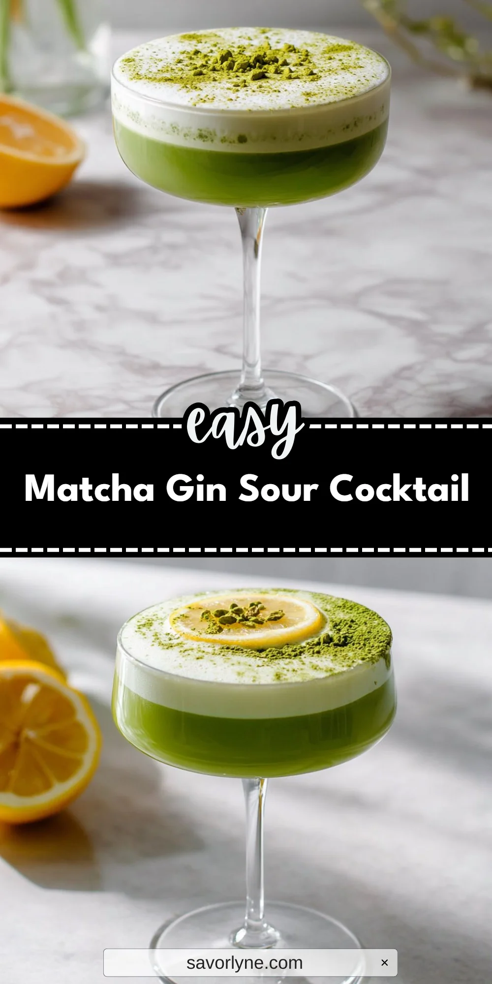 Matcha Gin Sour Cocktail