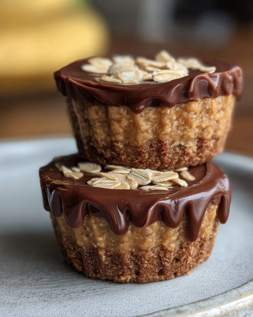 Moist peanut butter protein oatmeal cups arranged on a plate