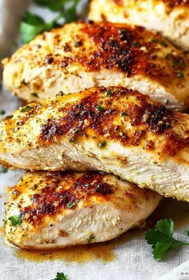 Delicious oven baked chicken breast served on a plate with herbs and spices