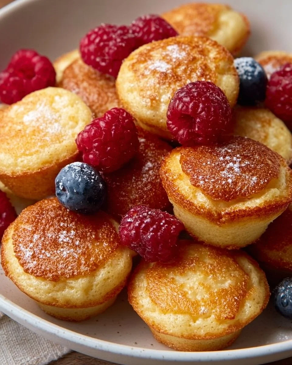 Delicious pancake mini muffins served in a basket for breakfast