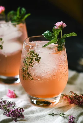 Refreshing Pink Gin and Tonic cocktail served in a glass with garnishes.