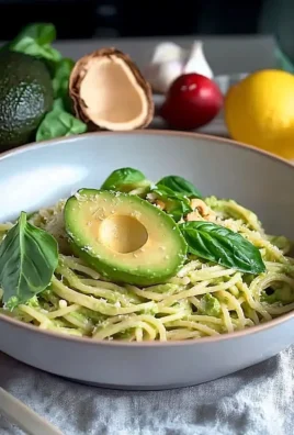 Creamy avocado pasta with fresh ingredients and herbs