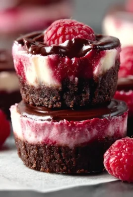 Delicious Raspberry Cheesecake Bites with a Chocolate Crust on a plate