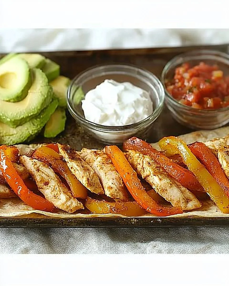 Sheet Pan Chicken Fajitas with colorful bell peppers and seasoned chicken