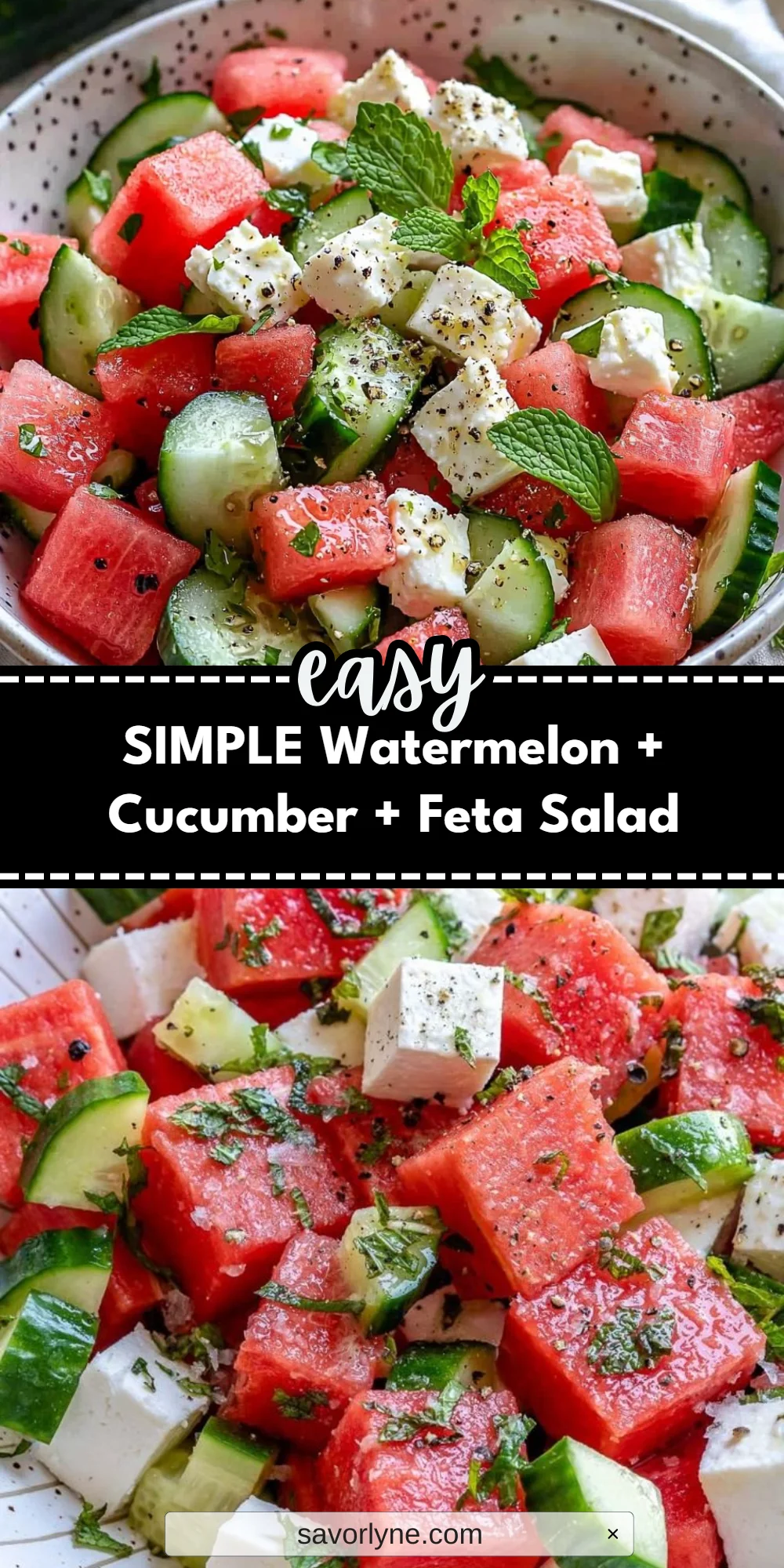 SIMPLE Watermelon + Cucumber + Feta Salad