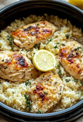 Slow Cooker Lemon Herb Chicken and Rice dish garnished with herbs on a plate