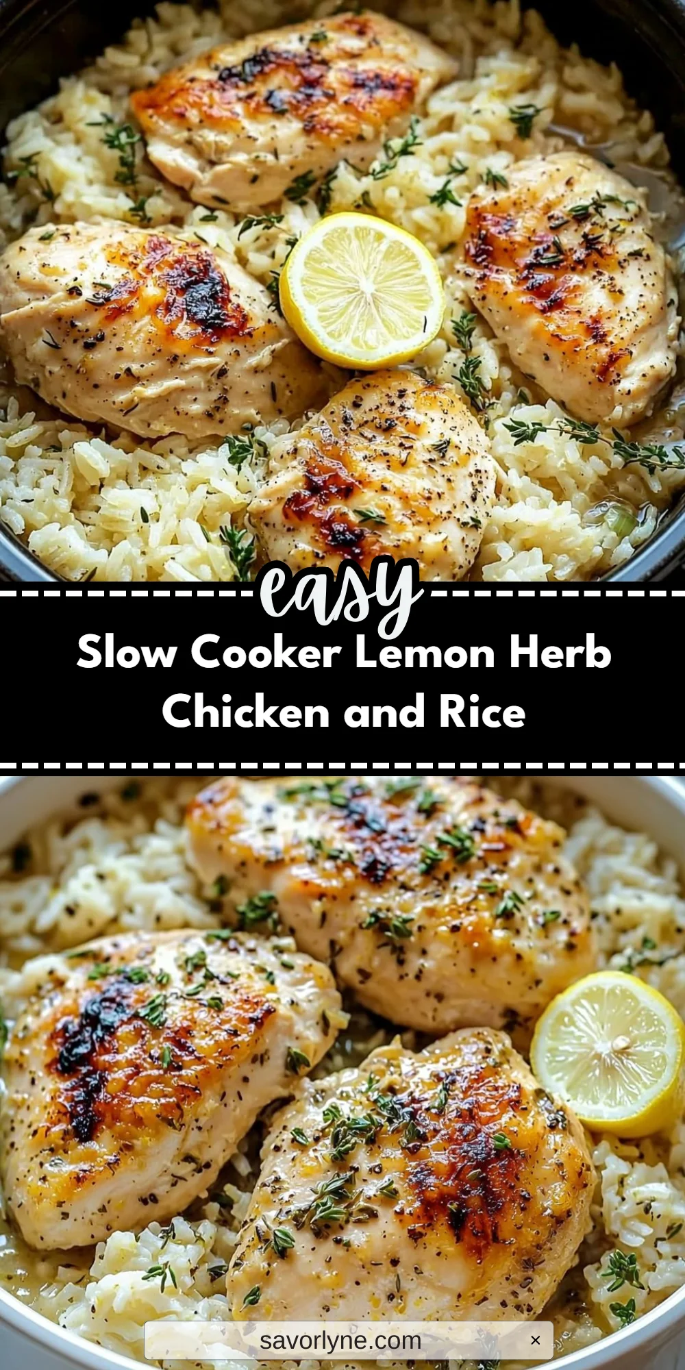Slow Cooker Lemon Herb Chicken and Rice