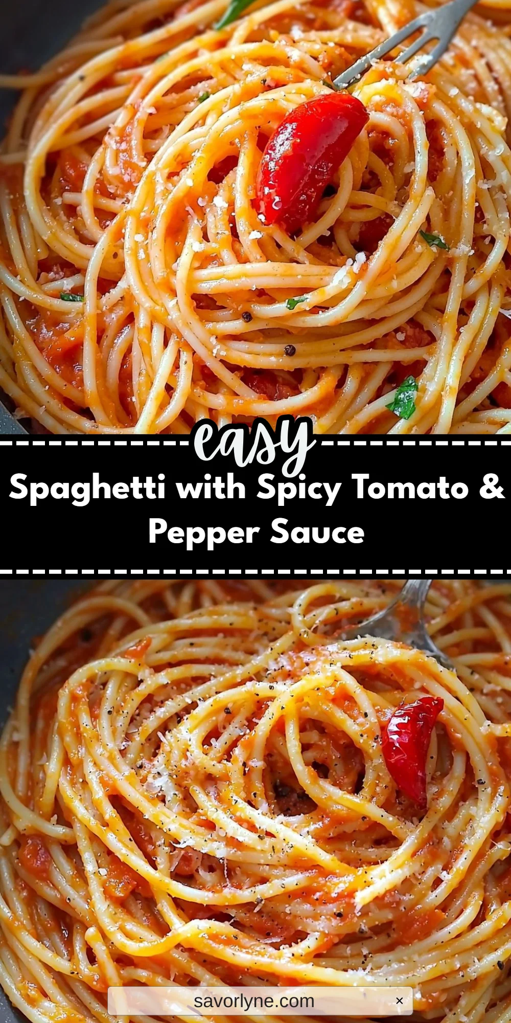 Spaghetti with Spicy Tomato & Pepper Sauce