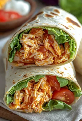 Spicy Buffalo Chicken Wraps served on a plate for two