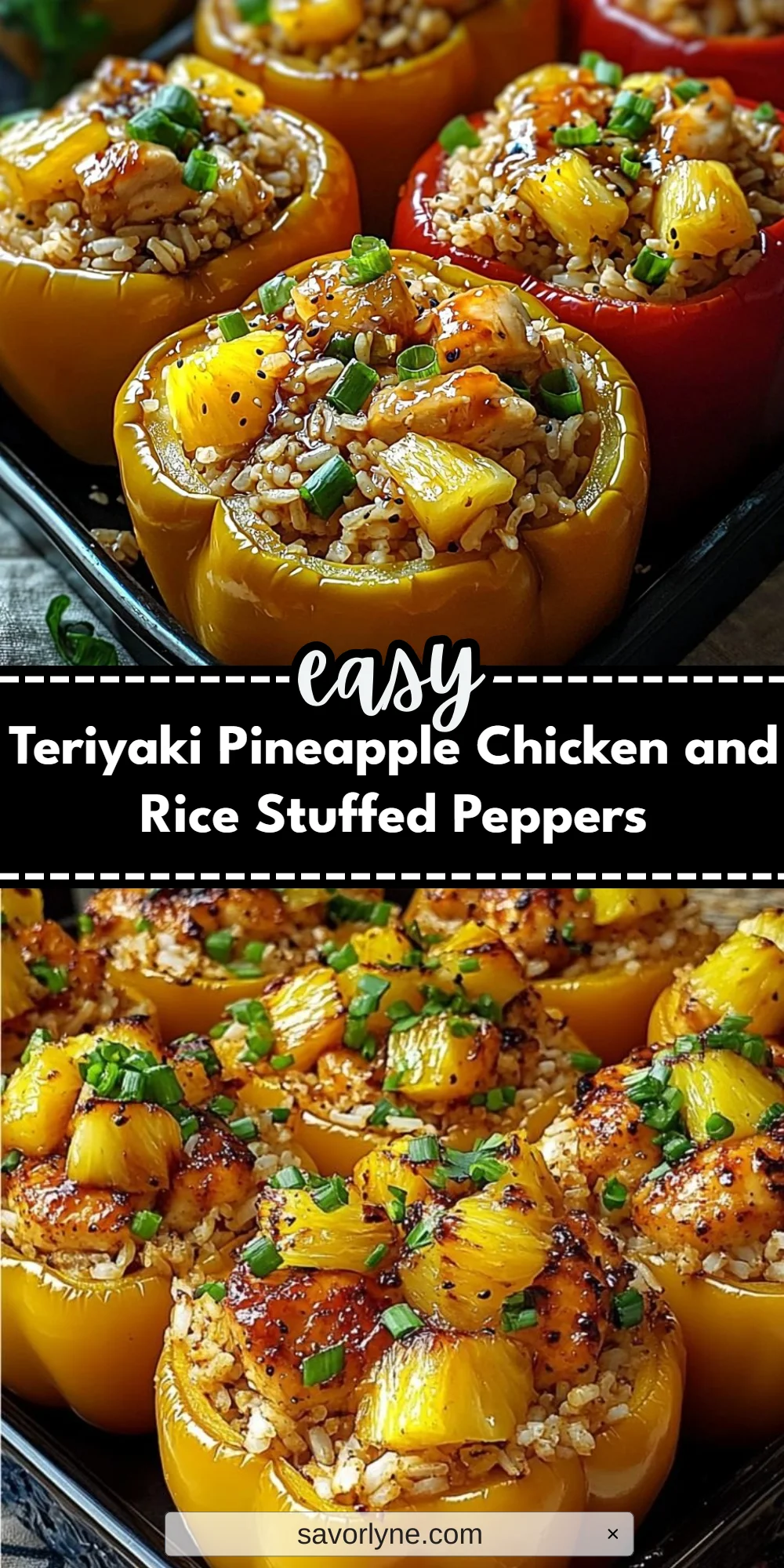 Teriyaki Pineapple Chicken and Rice Stuffed Peppers