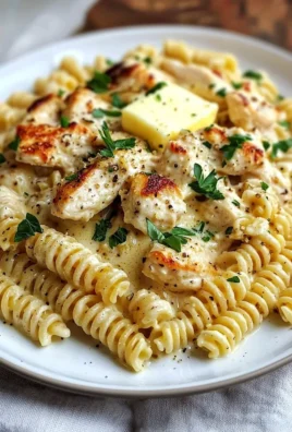 Delicious creamy garlic parmesan chicken pasta in a bowl topped with herbs.