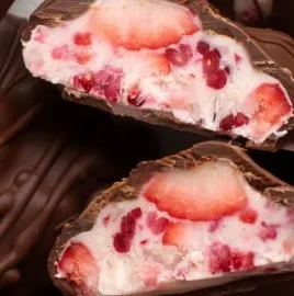Chocolate Strawberry Yogurt Clusters - a delicious treat combining chocolate and strawberries