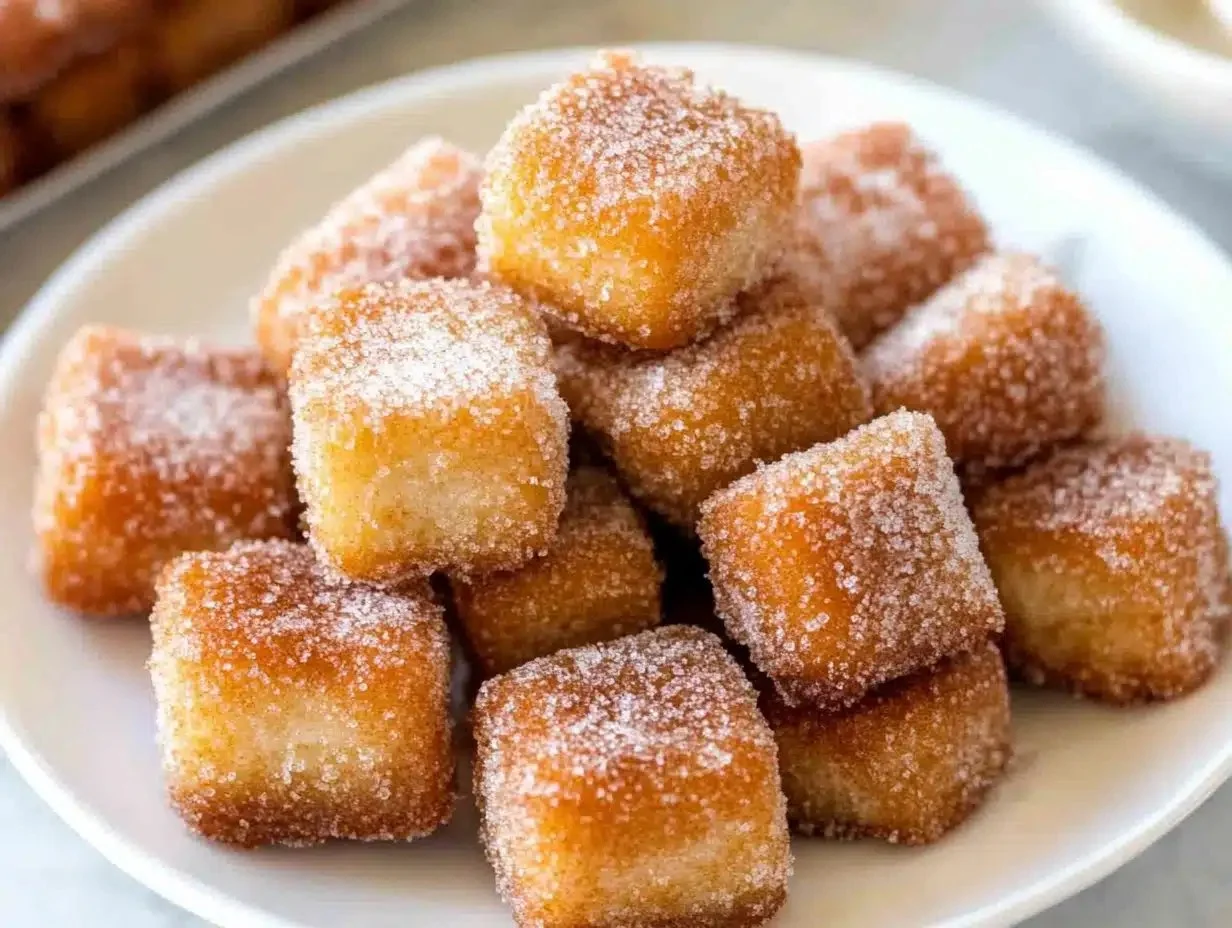 Delicious churro bites sprinkled with cinnamon sugar, a fun dessert treat.