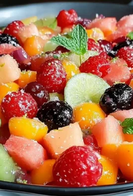 A vibrant bowl of hydrating watermelon fruit salad with lime and mint dressing.