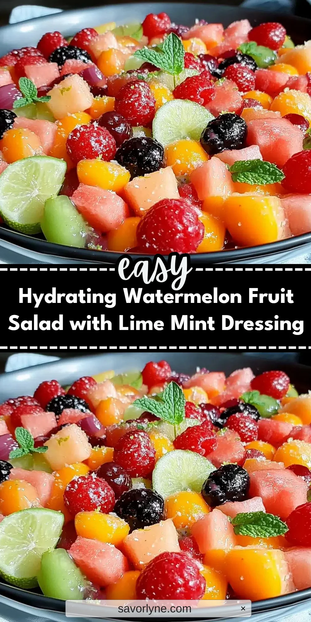 Hydrating Watermelon Fruit Salad with Lime Mint Dressing