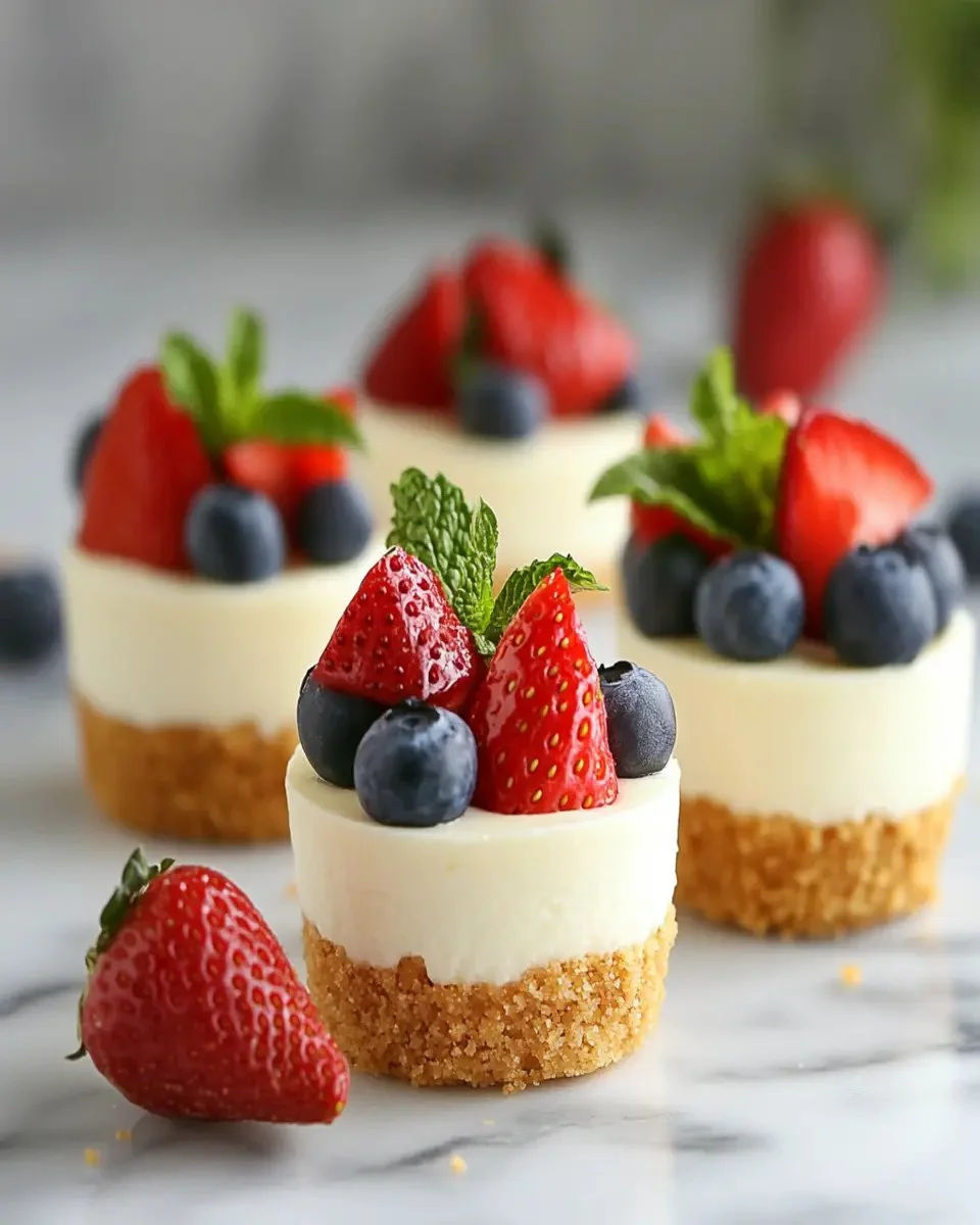 No-bake mini cheesecake cups topped with fresh fruit