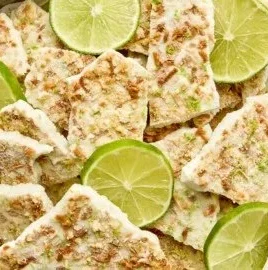Key Lime Pie Yogurt Bark topped with lime zest and crushed graham crackers