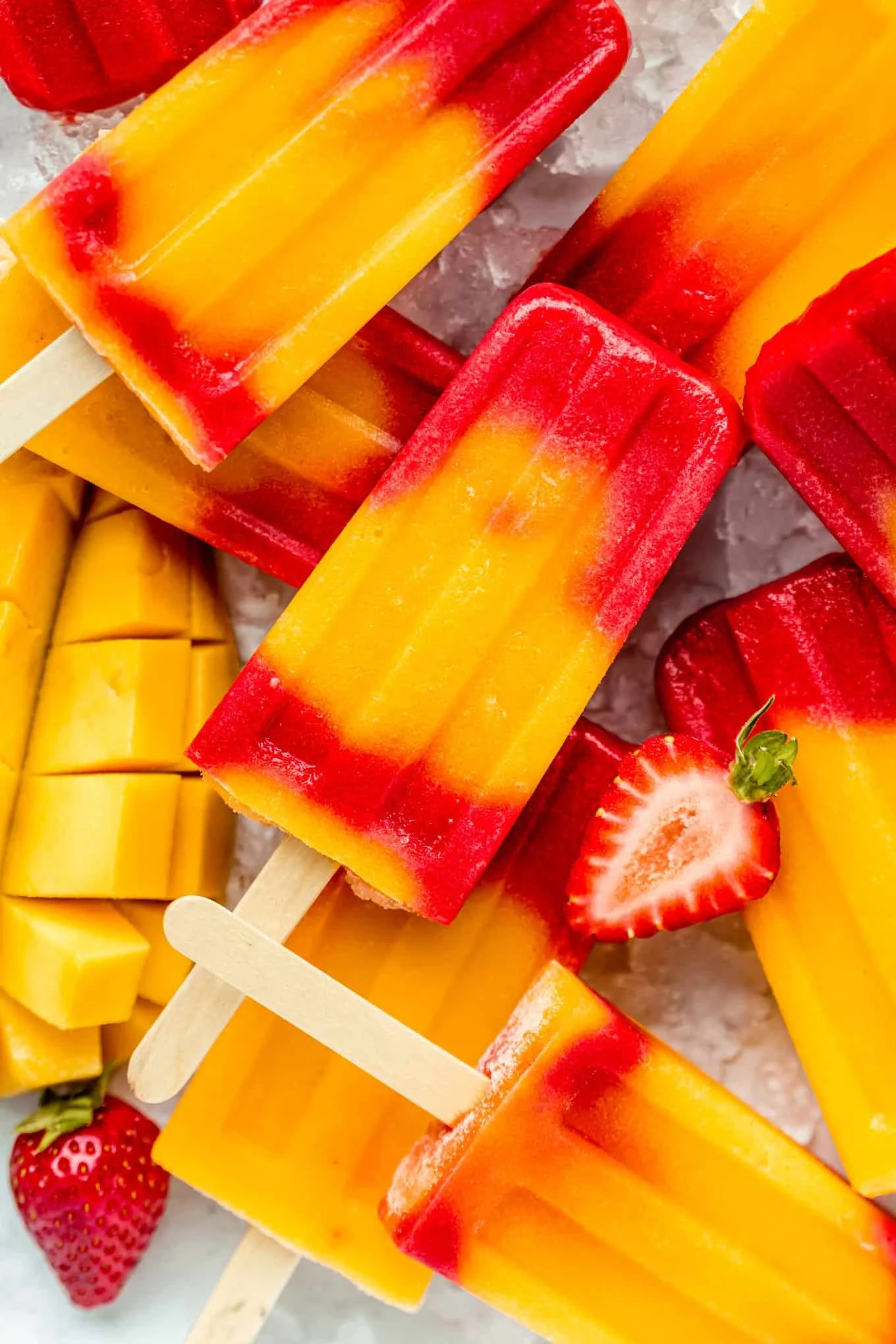 Refreshing Strawberry Mango Popsicles made with fresh strawberries and mangoes