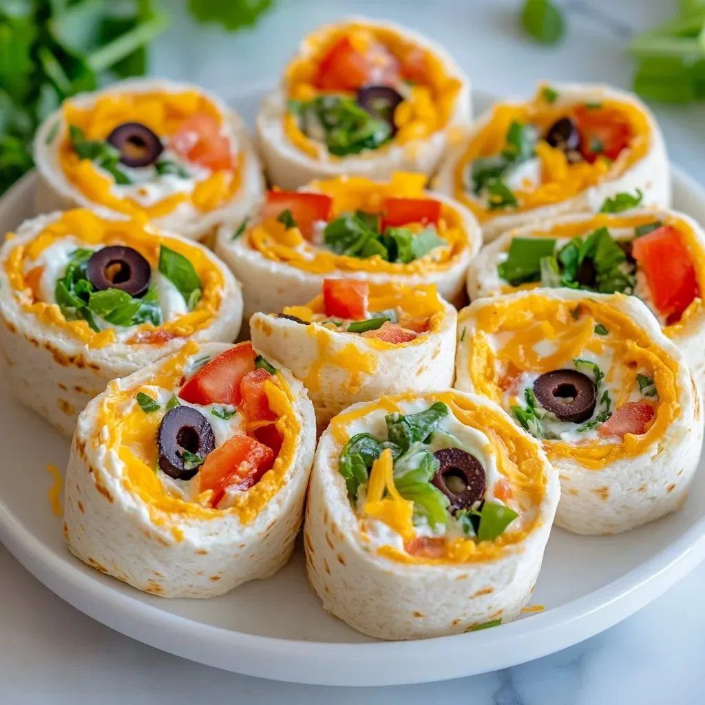 Taco Cream Cheese Pinwheels served on a platter