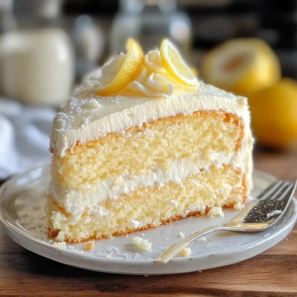 Delicious Italian Lemon Cream Cake with a fluffy lemon frosting