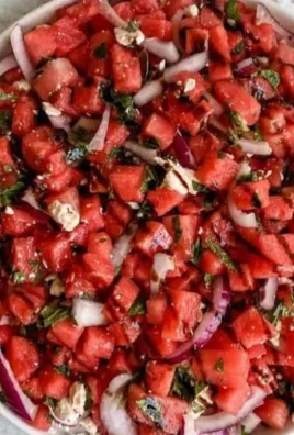 Delicious watermelon mint feta salad with fresh ingredients in a bowl
