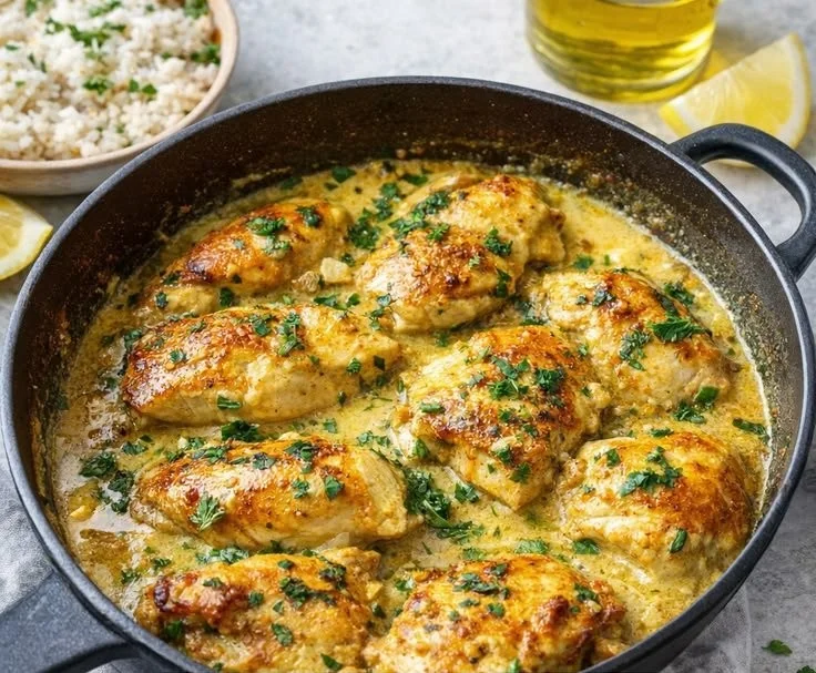 Delicious anti-inflammatory turmeric chicken served with fresh vegetables