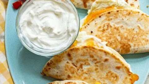 Delicious and easy Breakfast Quesadilla Recipe with eggs and cheese