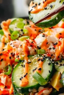 Fresh California Roll Salad with cucumbers and toppings in a bowl