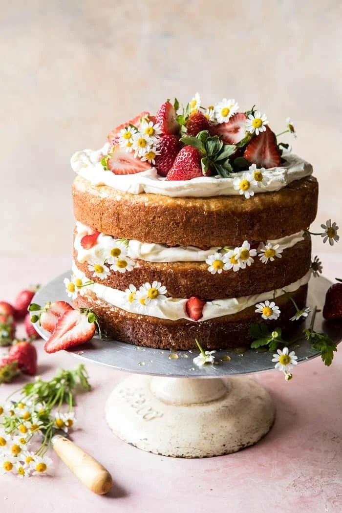 Strawberry Chamomile Naked Cake